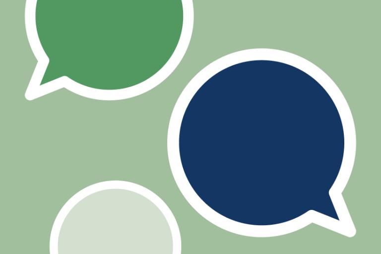 Panel showing different coloured speech bubbles