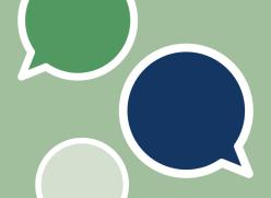 Panel showing different coloured speech bubbles